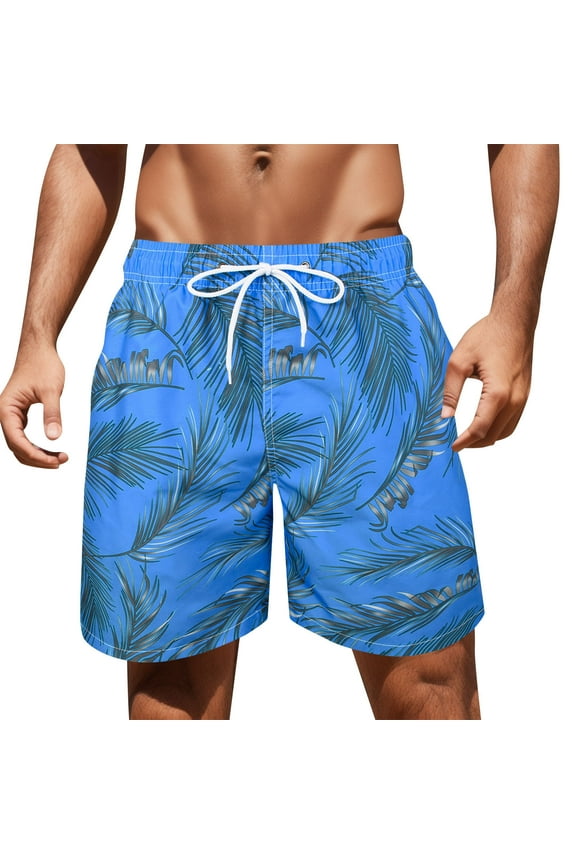 Men Swim Trunks with Compression Liner 9 Inch Long Board Shorts(Blue,M)