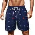 thumbnail image 1 of kamemir Men Swim Trunks with Compression Liner 9 Inch Long Board Shorts(Dark Blue,XL), 1 of 6