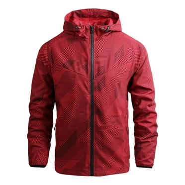 kamemir Men Windbreaker Men's Packable Rain Jacket Lightweight Waterproof Raincoat with Hood Outdoor Running Hiking Cycling(Red,4XL)