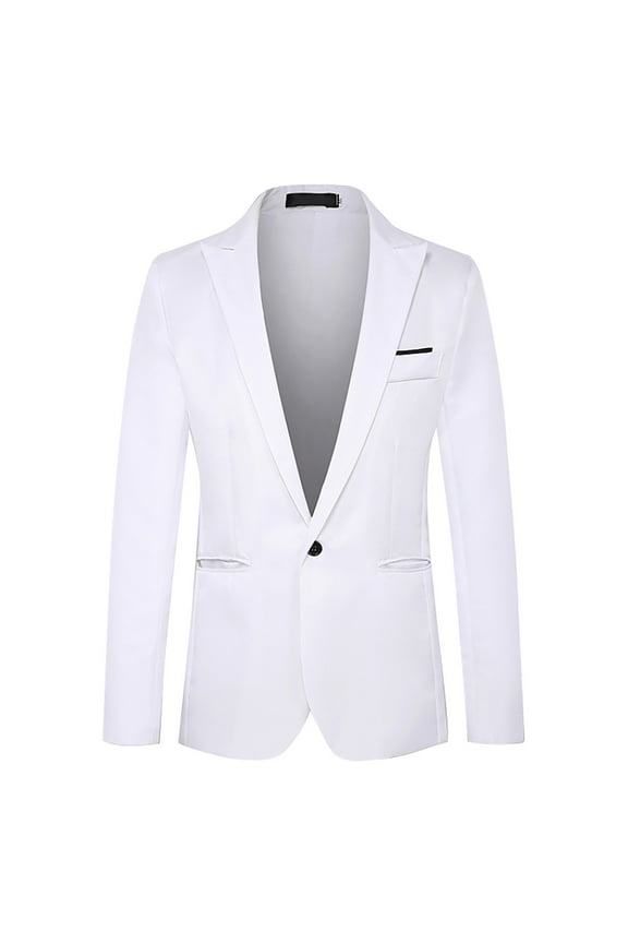 Men's Blazer Lightweight Casual Blazer Suit Jacket Regular Fit Sport Coat(White,L)
