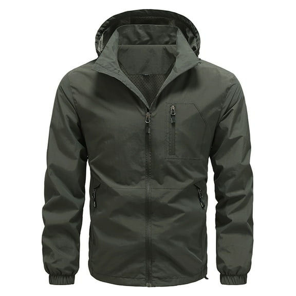 kamemir Men's Coat Men's Lightweight Jackets Casual Windbreaker Stylish Light Golf Full Zip Up Work Dress Business with Zip Pockets(Green,M)