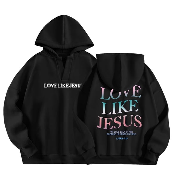 kamemir Men's Graphic Print Long Sleeve Drawstring Hoodie Pullover Sweatshirt(Black,M)