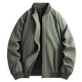 thumbnail image 1 of kamemir Men's Leather & Faux Leather Jackets & Coats Men's Jacket Lightweight Casual Spring Fall Windbreaker Zip Up Coat with Pocket(AG,L), 1 of 6