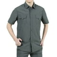thumbnail image 1 of kamemir Men's Loose Fit Midweight Chambray ShortSleeve Shirt(Grey,M), 1 of 3