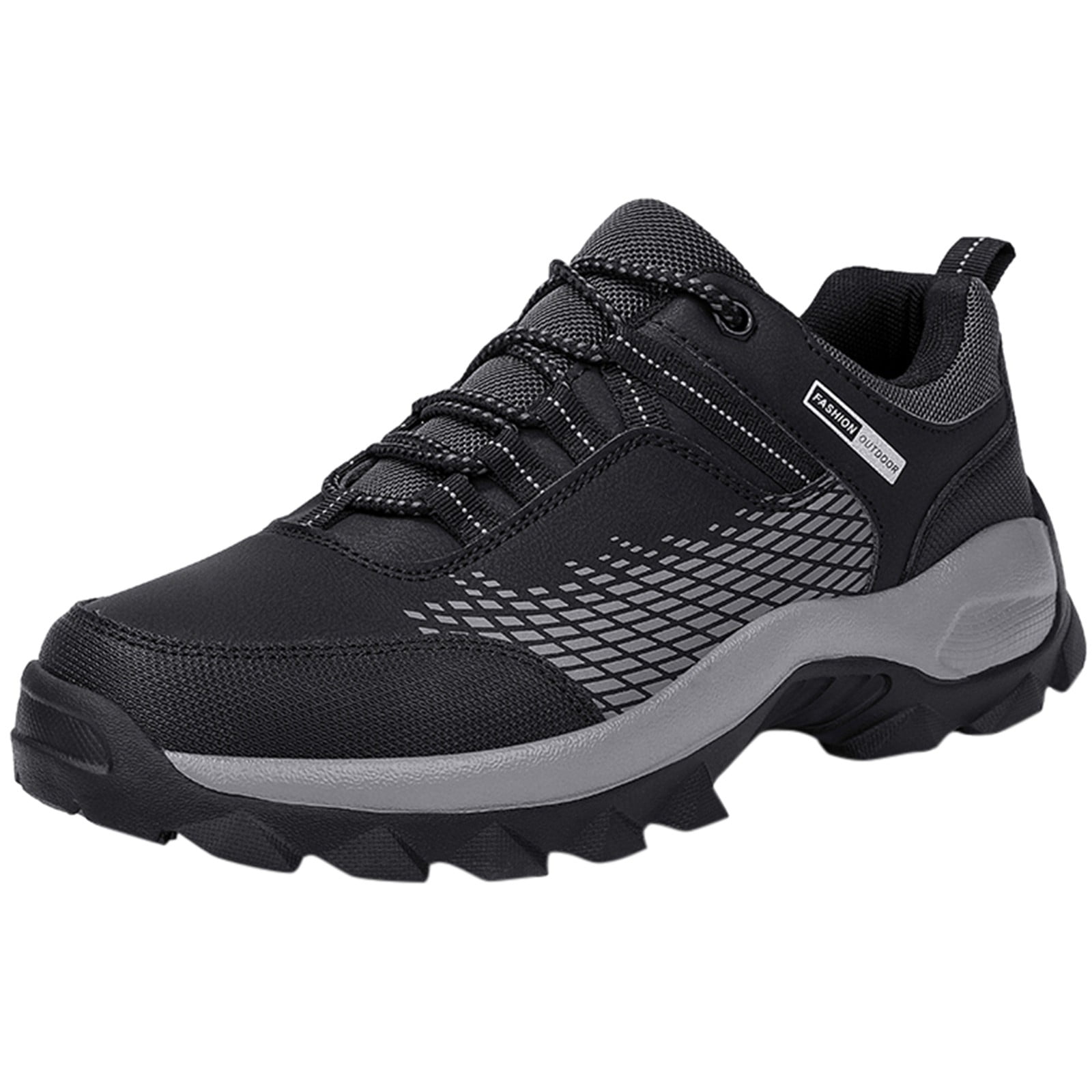 kamemir Men's Low Top Waterproof Hiking Shoes Trekking Trails Outdoor Work Shoes(Black,9.5)