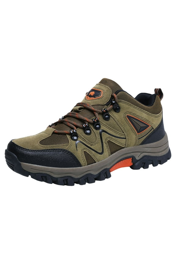 Men's Low Top Waterproof Hiking Shoes Trekking Trails Outdoor Work Shoes(Brown,10.5)