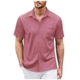 thumbnail image 1 of kamemir Men's Short Sleeve Oxford Shirt Regular Fit Button Down Collar Shirts with Pocket(Pink,M), 1 of 6