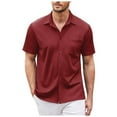 thumbnail image 1 of kamemir Men's Short Sleeve Oxford Shirt Regular Fit Button Down Collar Shirts with Pocket(Red,XL), 1 of 5