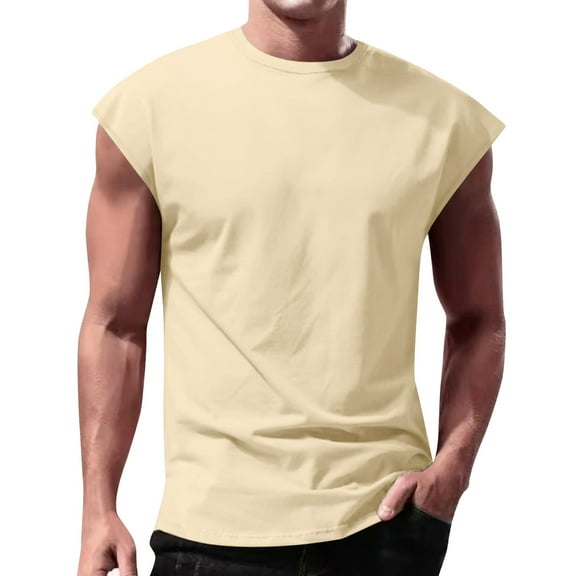 kamemir Men's T-Shirts Adult Short Sleeve Crew T-Shirt for Crafting(Beige,XL)