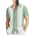 thumbnail image 1 of kamemir Men's Vintage Bowling Shirt Short Sleeve Button Down Summer Cuba Beach Shirts(Green,M), 1 of 5