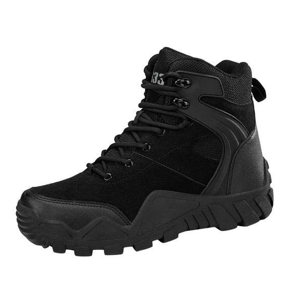 kamemir Men's Waterproof Hiking Boots Outdoor Mid Trekking Backpacking Mountaineering Shoes(Black,10.5)