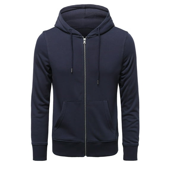 kamemir Men's Zip Up Hoodie Lightweight Long Sleeve Basic Slim Fit Cotton SweatShirt with Pocket(Navy,5XL)