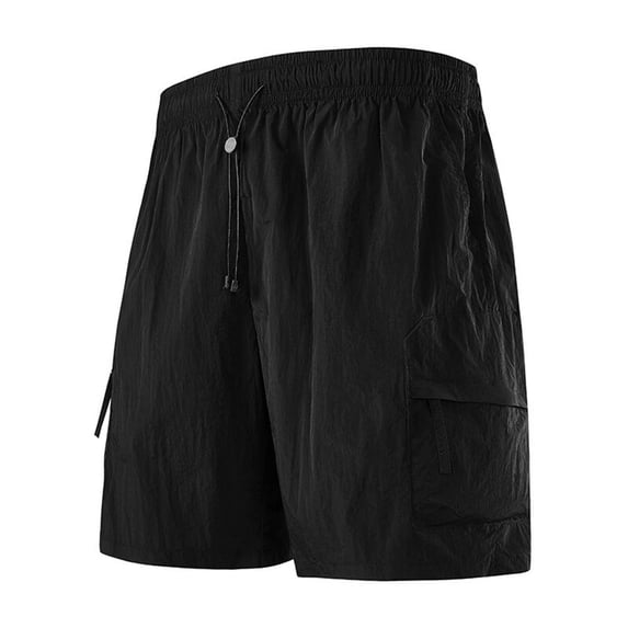 kamemir Mens Athletic Shorts Men's Casual Shorts with Pockets Elastic Waistband with Drawstring Cargo Stretch Short(Black,4XL)