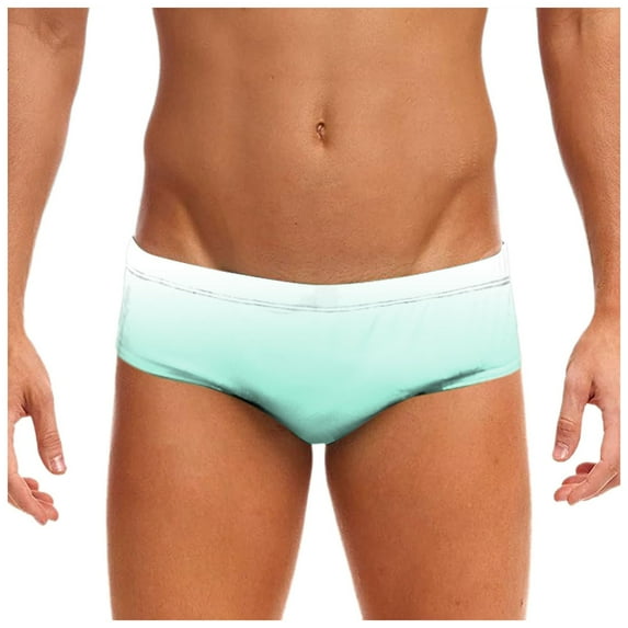kamemir Mens Bikini Mens Summer Stretch Swimming Briefs 3D Printed Elastic Band(Mint Green,XXL)