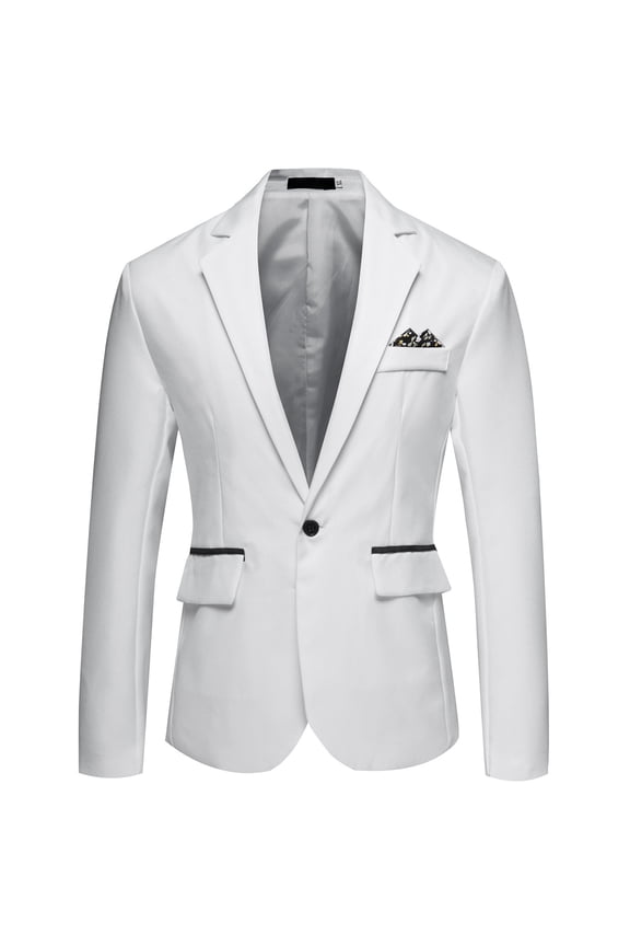 Mens Blazer Men's Slim Fit Suit Set One Button Jacket Blazer Vest Pants Set Wedding Formal Prom Tuxedo Suits(White,4XL)