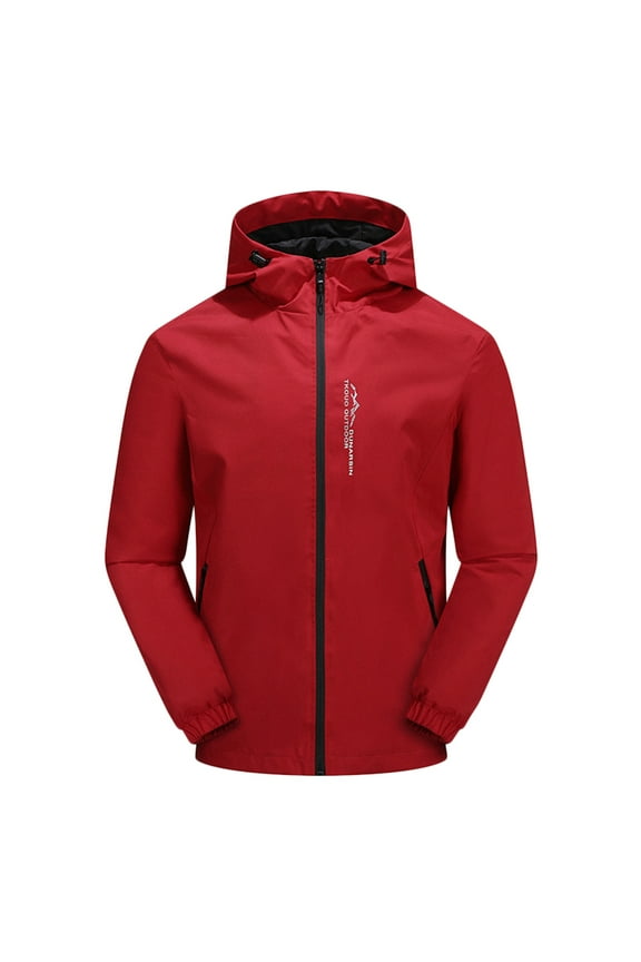 Mens Coats Men's Hooded Softshell Jacket Waterproof Lightweight Insulated Windbreaker Lined Rain Shell Jacket(Red,L)