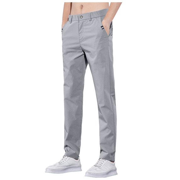 kamemir Mens Hiking Pants Men's Straight-Fit Stretch Casual Pant (Light Gray,32)