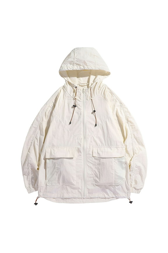 Mens Jacket Mens Windbreaker Jackets Lightweight Packable Jacket,Windproof and Dustproof(White,M)