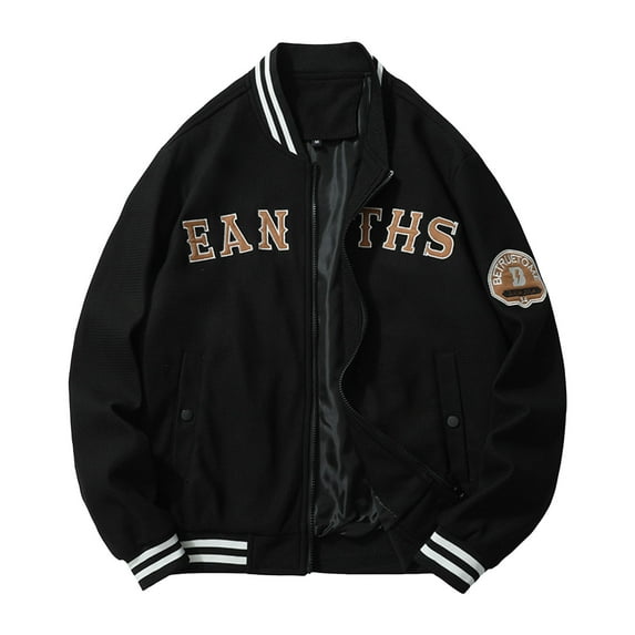 kamemir Mens Jackets Big And Tall Mens Lightweight Jacket Casual Bomber Jacket Varsity Coat(Black,XXL)