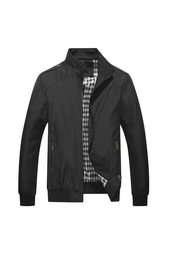 Mens Jackets Casual Men's Bomber Jacket Fashion Stylish Lightweight Windbreaker Spring Fall Casual Jackets for Men(Black,S)
