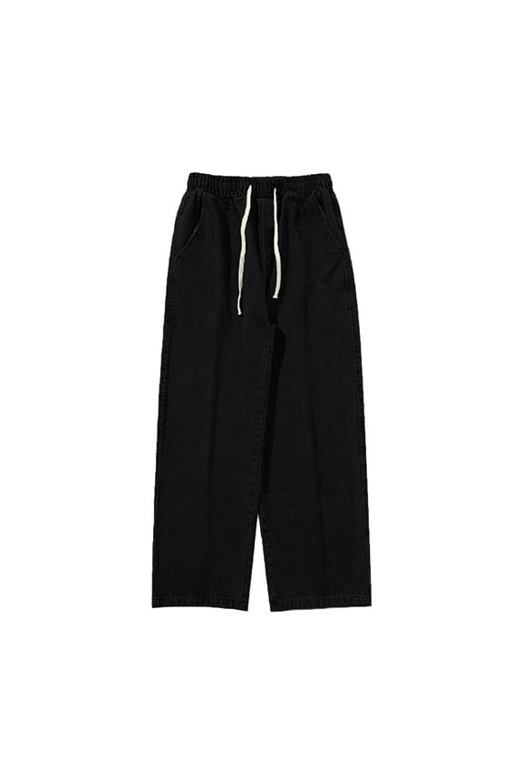 Mens Jeans Slim Fit Men's Athletic-Fit Stretch Jeans(Black,L)