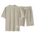 thumbnail image 1 of kamemir Mens Outfits Mens Short Sets 2 Piece Outfits Fashion Summer Tracksuits Casual Shirt and Shorts Set(Beige,XXL), 1 of 6