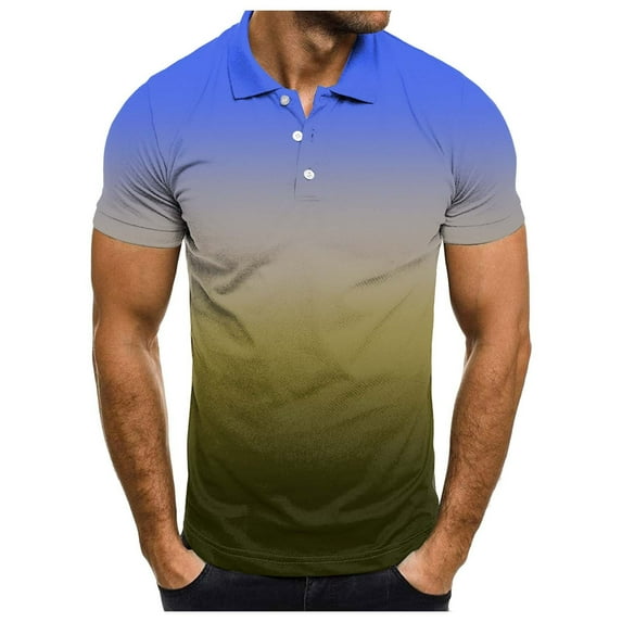 kamemir Polo Men's Regular-Fit Cotton Polo Shirt(Blue,L)