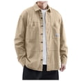 thumbnail image 1 of kamemir Mens Shirts Men's Work Shirt Jacket Men's Spring And Autumn Japanese Loose Casual Long Sleeved Shirt For Men(Brown,L), 1 of 6