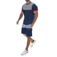 thumbnail image 1 of kamemir Mens Short Sets Men's short sets outfits 3 piece summer tracksuit short sleeve polo shirt and shorts set casual sport suit(Navy,XXL), 1 of 6