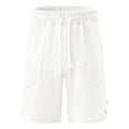 thumbnail image 1 of kamemir Mens Shorts Casual Men's Casual Cargo Shorts Classic Stretch Waist Drawstring Outdoor Shorts White,3XL, 1 of 6