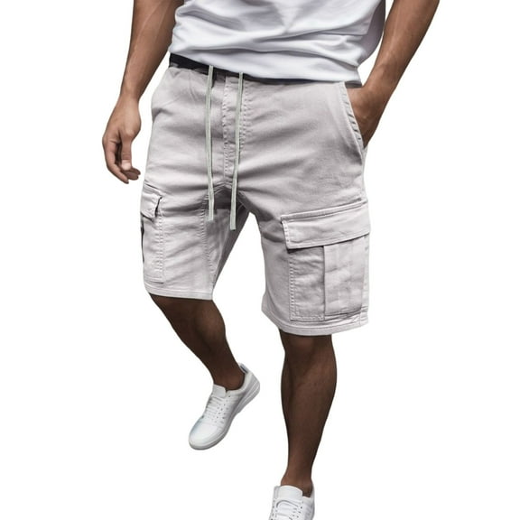 kamemir Mens Shorts Men's Classic-fit Cotton Casual Shorts Elastic Waistband with Pocket Daily Wear Walking Summer Outfit Grey,3XL