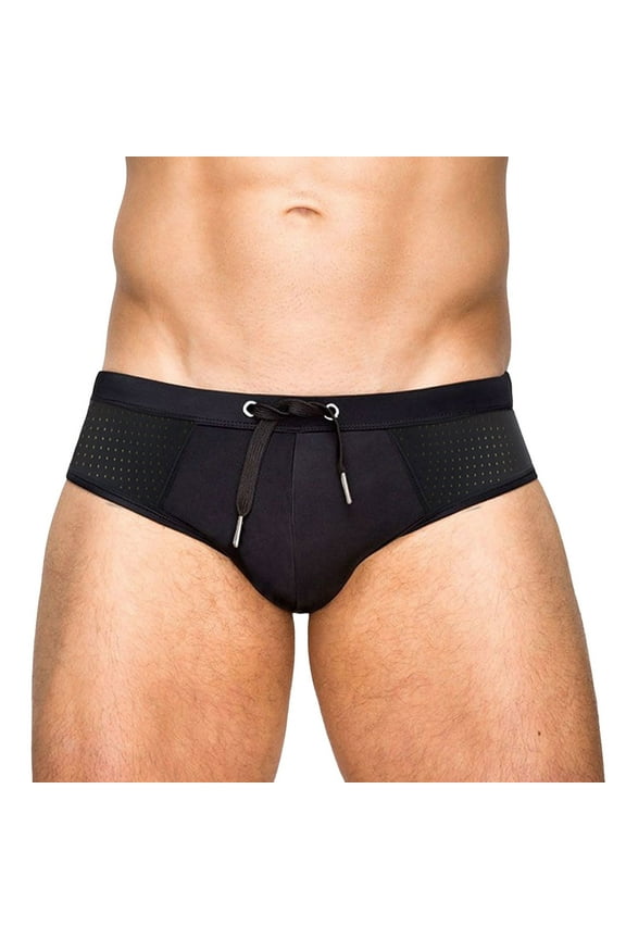 Mens Speedo Male Summer Cool Sports Print Fit Beach Shorts Triangle Fashion Sexy Swimming Trunks(Black,XXL)