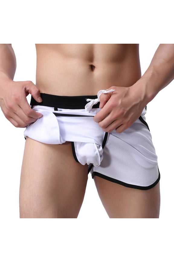 Mens Speedo Simple Fashion Shorts Sports Trousers Fitness Home Men's Summer Beach Mens Swimwear(White,XL)