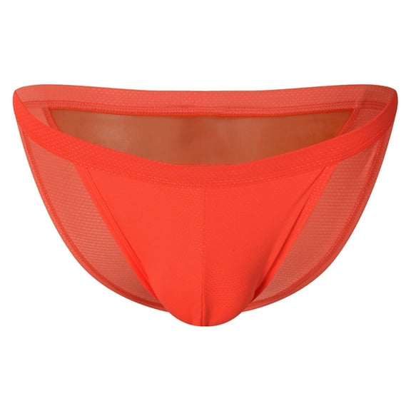 kamemir Mens Speedo Swim Briefs Male High Fork Swimming Pants With Nylon Lifting Point Large Bag Beach Leisure Hot Spring Triangle Pants(Orange,L)