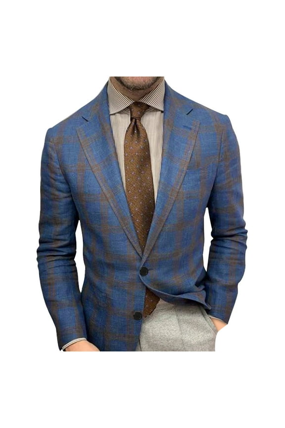 Mens Suits Jacket Mens Sport Coat Casual Slim Fit Blazer One Button Textured Suit Jacket(Blue,XL)