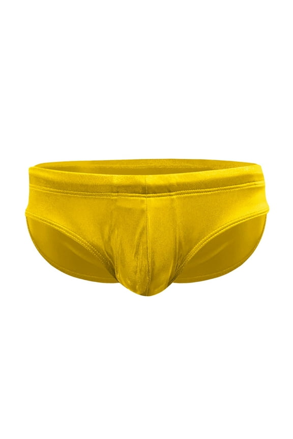 Mens Swim Brief Mens Sexy Low Waist Triangular Printing Swimming Hot Summer Shorts Swimming Trunks Swimwear(Gold,M)