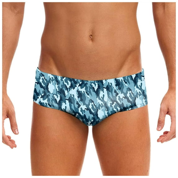 kamemir Mens Swim Brief Mens Summer Stretch Swimming Briefs 3D Printed Elastic Band(Grey,XXL)