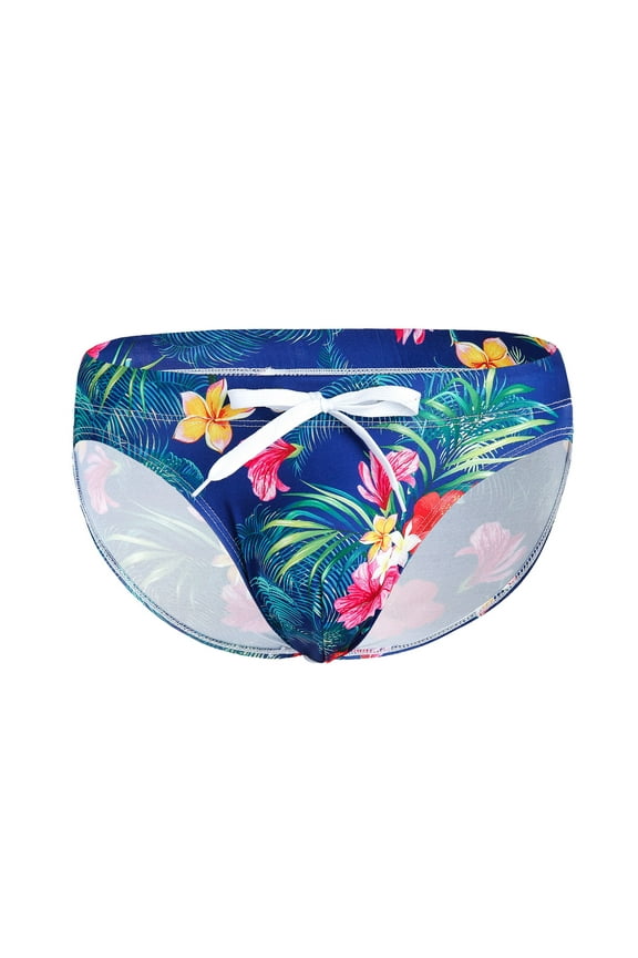 Mens Swim Briefs Mens Swim Briefs Retro Swimwear Sexy Bikini Swimsuit Print Bathing Suit Mens Swim Trunks with Compression Liner (Blue,S)