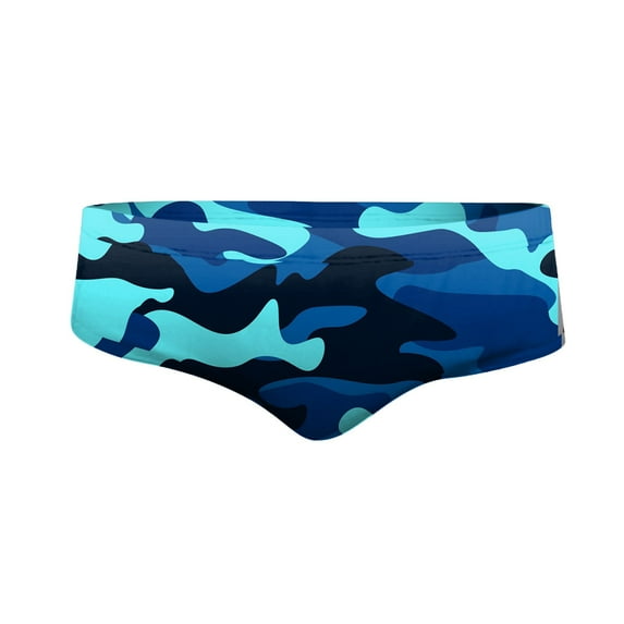 kamemir Mens Swim Thongs Mens Summer Stretch Swimming Briefs 3D Printed Elastic Band(Z-Sky Blue,S)