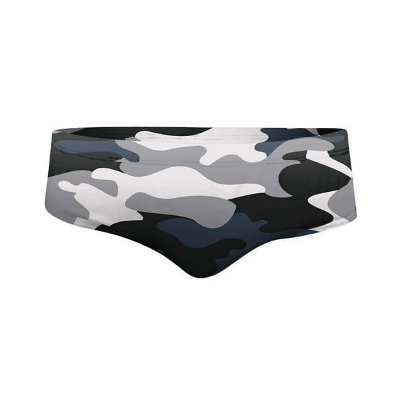 kamemir Mens Swimwear Mens Summer Stretch Swimming Briefs 3D Printed Elastic Band(Z-Black,L)