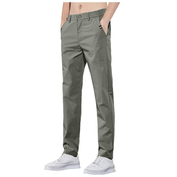 kamemir Mens Work Pants Men Casual Loose Fit Elastic Drawstring Waist Summer Pants (Light Green,30)