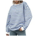 thumbnail image 1 of kamemir Oversized Hoodies for Women Womens Oversized Striped Color Block Sweatshirts Long Sleeve Crewneck Casual Loose Fitting Pullovers Tops Shirts(Blue,S), 1 of 6