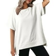 thumbnail image 1 of kamemir Oversized T Shirts for Women Crewneck Short Sleeve Casual Summer Tops Lightweight Loose High Low Blouse(White,XL), 1 of 5