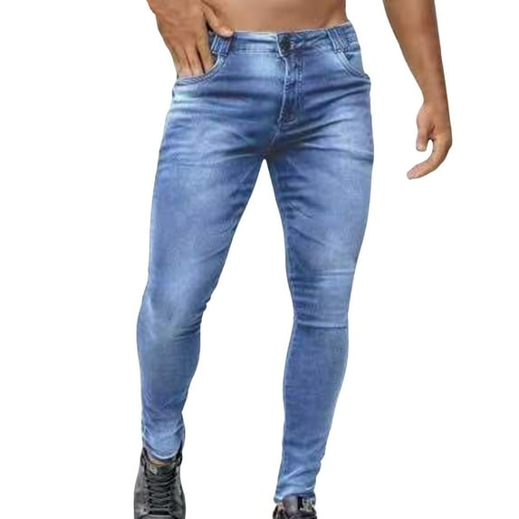 kamemir Pantalones Para Hombre Men's and Big Men's Relaxed Fit Jeans(Light Blue,L)