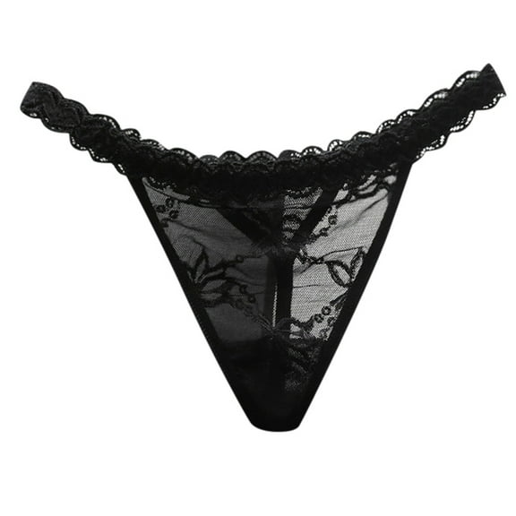 kamemir Panties Cotton Underwear for Women Pack Breathable Thongs for Women Sexy Stretch Soft Womens Panties Thong(Black,One Size)