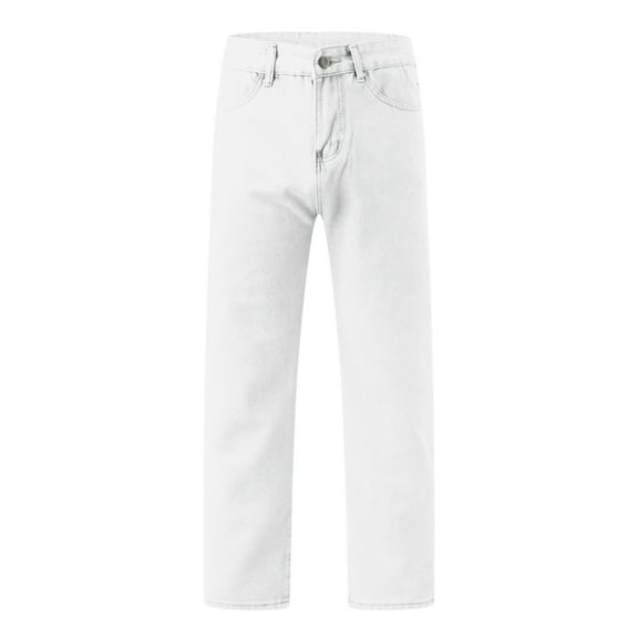 kamemir Pants Men's Classic Regular Fit(White,L)