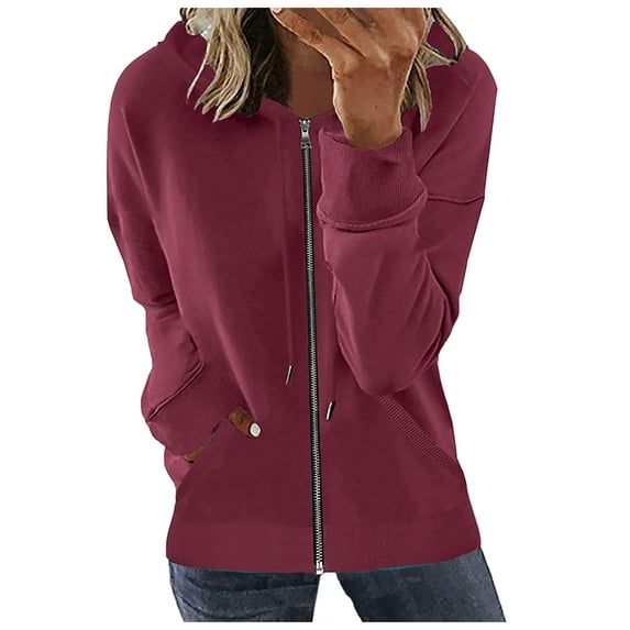 kamemir Pea Coats for Women Women's Long Hooded Jacket Outdoor Windbreaker(Watermelon Red,M)