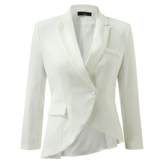 kamemir Plus Size Blazers for Curvy Women Womens Casual Blazer Jacket Gold Button Long Sleeve Work 0ffice Blazer Lapel Open Front Jacket(White,M)