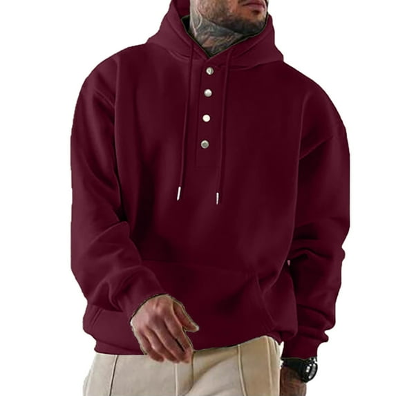 kamemir Plus Size Sweatshirts Men's Crewneck Sweatshirts Soild Color Geometric Texture Long Sleeve Casual Pullover Shirt(Red,XXL)