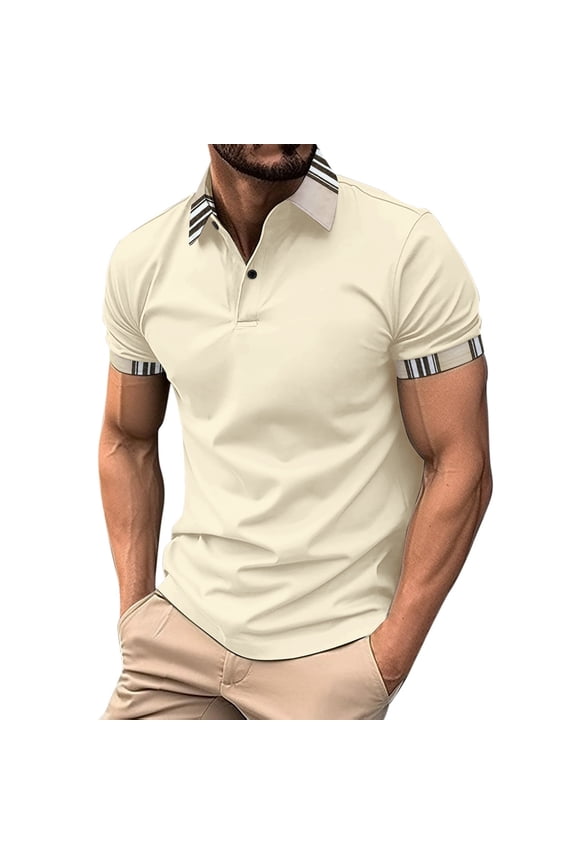 Polo Shirts Men's and Big Men's Performance Polo Shirt(Khaki,L)